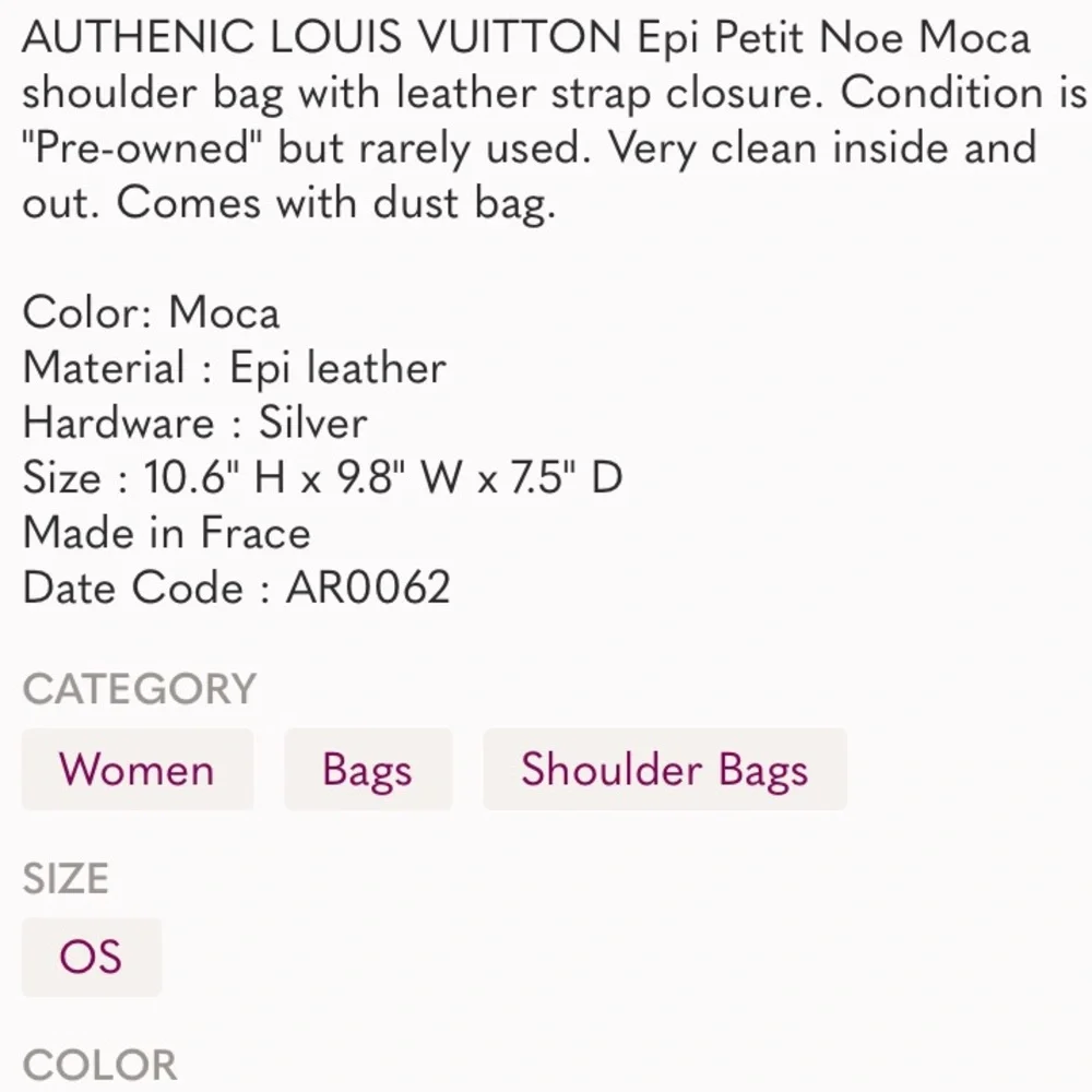 ✨ RARE✨NOE BROWN LOUIS VUITTON BUCKET EPI - Picture 11 of 11